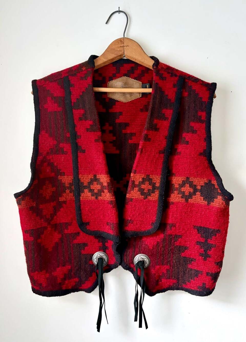 1990's Made in USA Vintage Woolrich Southwestern Wool Concha Vest Ladies Size L